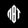 MBT circle letter logo design with circle and ellipse shape. MBT ellipse letters with typographic style. The three initials form a Royalty Free Stock Photo