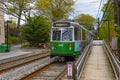 MBTA green line train, Newton Centre station, MA, USA