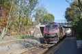 MBTA locomotive in Wellesley, Massachusetts, USA