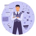 Mbti concept. Manager estj character. Male judge Royalty Free Stock Photo