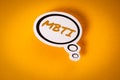 MBTI, Myers-Briggs Type Indicator. Speech bubble with text on yellow background Royalty Free Stock Photo