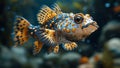 mbu pufferfish swimming in freshwater habitat Royalty Free Stock Photo