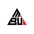 MBU triangle letter logo design with triangle shape. MBU triangle logo design monogram. MBU triangle vector logo template with red