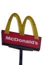 Mc Donalds sign of fast food restaurant on white background