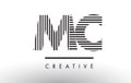 MC M C Black and White Lines Letter Logo Design.