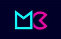 MC M C blue pink colorful alphabet alphabet letter logo combination design