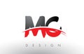 MC M C Brush Logo Letters with Red and Black Swoosh Brush Front