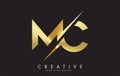 MC M C Golden Letter Logo Design with a Creative Cut Royalty Free Stock Photo