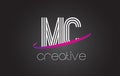 MC M C Letter Logo with Lines Design And Purple Swoosh.