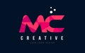 MC M C Letter Logo with Purple Low Poly Pink Triangles Concept