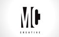 MC M C White Letter Logo Design with Black Square.