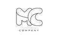 MC Monogram Letter Logo With Thin Black Monogram Outline Contour