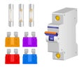 fuse box electrical switch panel modular isolated - 3d illustration.