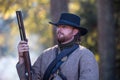 American Civil War Reenactor in Confederate Uniform