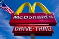 McDonalds sign with the American Flag. Arizona, USA. Instcription, marketing logo.