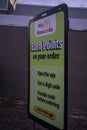 McDonald`s drive thru earn points sign Royalty Free Stock Photo