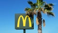 McDonald`s restaurant sign, Playa Fanabe, Tenerife, Canary Islands, Spain Royalty Free Stock Photo