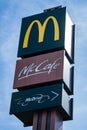 McDonalds and McCafe logos seen on one of their restaurants Royalty Free Stock Photo
