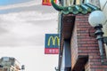 McDonalds Sign in Chinatown, Manhattan, New York City. Famous Fast Food Restaurant in Chinese Style and Culture.