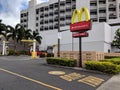 McDonalds Store Drive Thru entrance with sign and logo Royalty Free Stock Photo