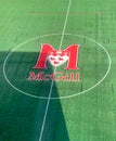 McGill university logo on the lawn of Percival Molson Memorial stadium in Montreal, Quebec Canada