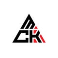 MCK triangle letter logo design with triangle shape. MCK triangle logo design monogram. MCK triangle vector logo template with red Royalty Free Stock Photo