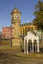The ornate McKee Clock built of sandstone and located in the Sunken Gardens in Bangor county Down Northern Ireland