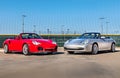 McKinney Texas USA January 31 20201: Photo of a Porsche 911 turbo and a silver Porsche 911 Carrera