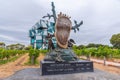 MCLAREN VALE, AUSTRALIA, JANUARY 5, 2020: d\'Arenberg Cube and a statue by Salvador Dali Nobility of Time situated at a vineyard a