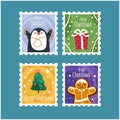 Christmas Postage Stamps stock illustration