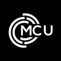 MCU letter logo design. MCU monogram initials letter logo concept. MCU letter design in black background