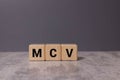MCV - Mean Corpuscular Volume acronym, concept background. Royalty Free Stock Photo