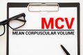 MCV - Mean Corpuscular Volume acronym, concept background Royalty Free Stock Photo