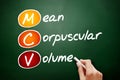 MCV - Mean Corpuscular Volume acronym, health concept on blackboard Royalty Free Stock Photo