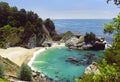 Beautiful beach and McWay Falls on the Big Sur, California USA in the summer on a sunny day Royalty Free Stock Photo