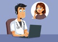 MD Offering Medical Assistance Over The Phone Vector Illustration Royalty Free Stock Photo