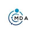 MDA letter technology logo design on white background. MDA creative initials letter IT logo concept. MDA letter design