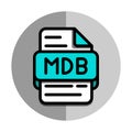 Mdb file type flat icons. document in format extension symbol icon. with a silver background at the back Royalty Free Stock Photo