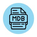 Mdb file type icon. files and document format extension. with an outline style design and sky blue background Royalty Free Stock Photo