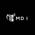 MDI credit repair accounting logo design on BLACK background. MDI creative initials Growth graph letter logo concept. MDI business