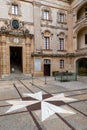 Malta, Mdina, Maltese Cross on the ground in front of the Vilhena Palace. National Museum of Natural