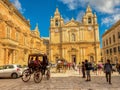 Mdina, Malta, October 7, 2017: picturesque horse carriage and to