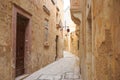 Mdina the old town with cobblestone streets, lanterns, peeled buildings, in Malta. Perfect destination for vacation and tourism. Royalty Free Stock Photo