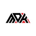 MDK triangle letter logo design with triangle shape. MDK triangle logo design monogram. MDK triangle vector logo template with red Royalty Free Stock Photo
