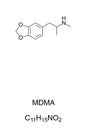 MDMA, known as ecstasy, E, or molly, chemical structure and formula