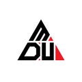 MDU triangle letter logo design with triangle shape. MDU triangle logo design monogram. MDU triangle vector logo template with red Royalty Free Stock Photo