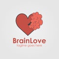 Brain Love logo design template