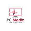 PC Medic Logo Design Template with computer tools icon and medic icon. Perfect for business, company, mobile, app, etc