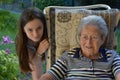 Me and grandma, girl surprises her great-grandma