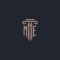 ME initial logo monogram with pillar style design for law firm and justice company